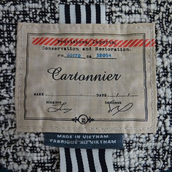 Cartonnier Anthoropologie Black White Tweed Blazer Jacket Women Size 10 Work - Picture 6 of 11